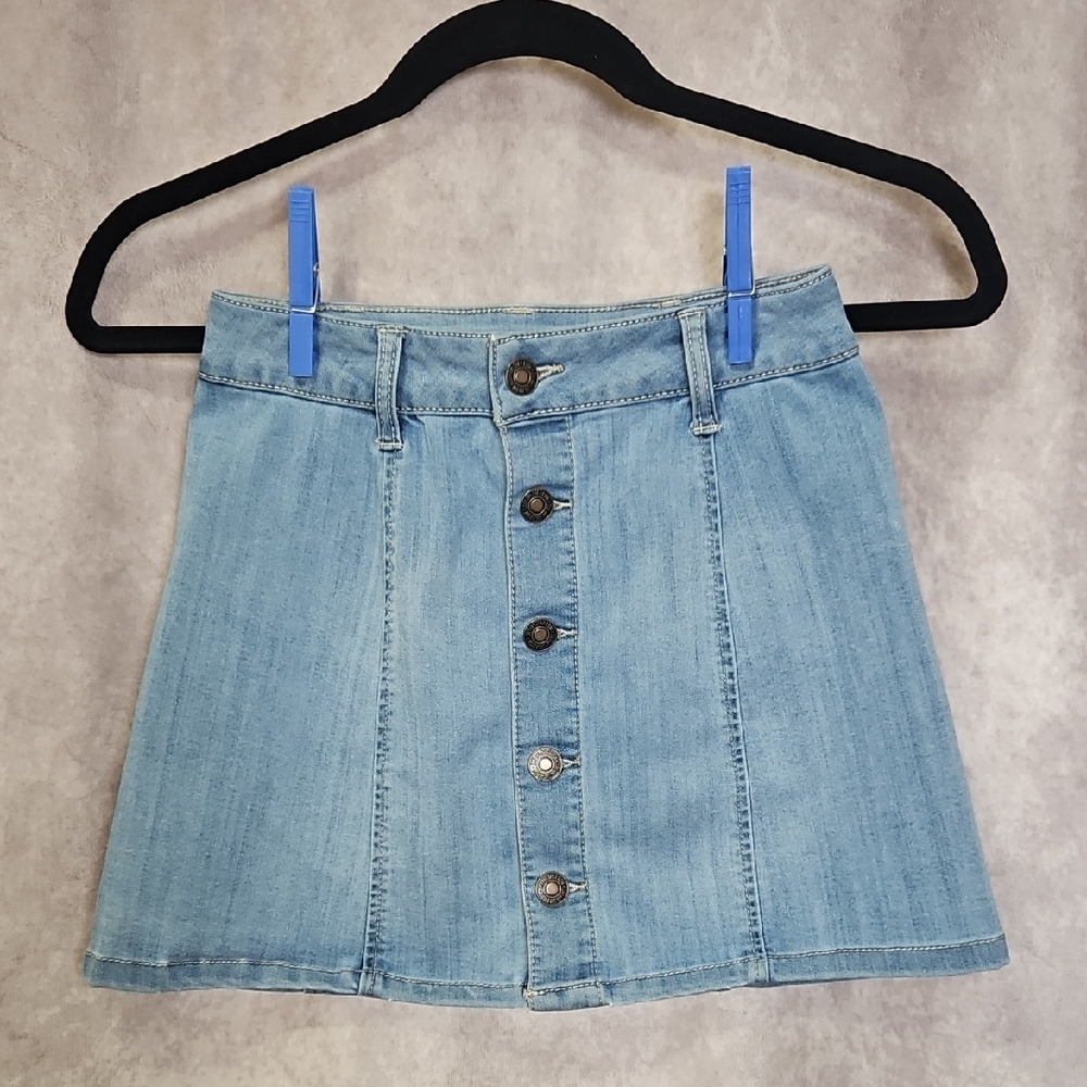 Sky & Sparrow Button Front Denim Mini Skirt Juniors Size 1